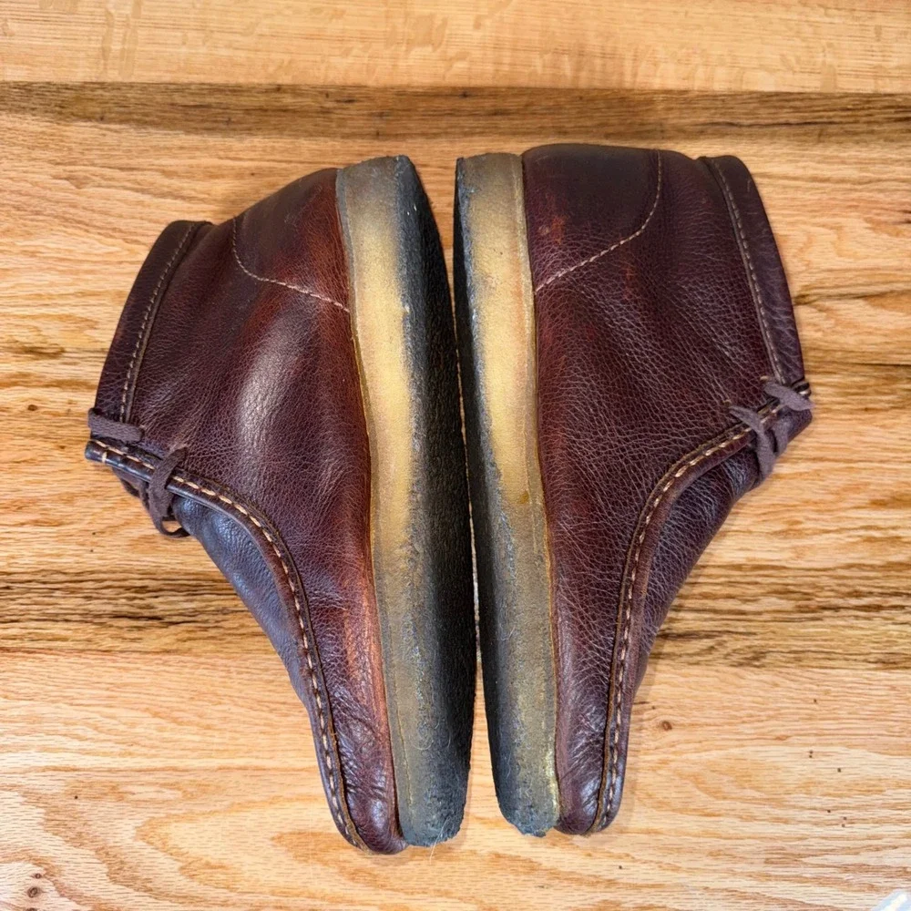 Clarks Originals Men's 10 Chukka Boots Wallabee Dark Brown Pebbled Leather Crepe